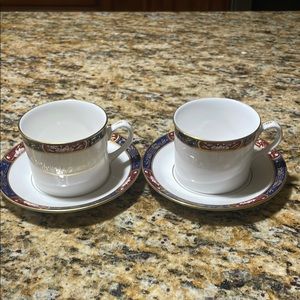 White and Blue Porcelain Mugs for Dining